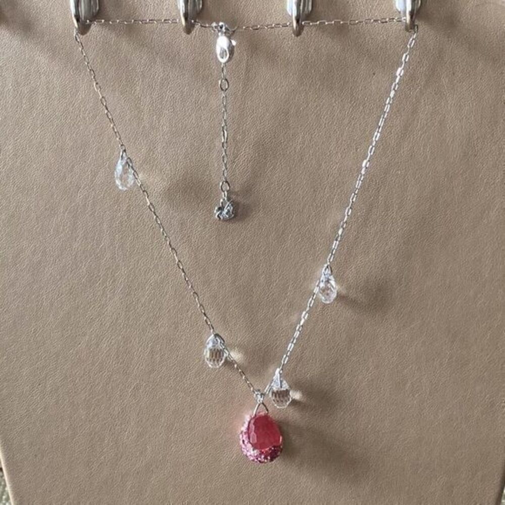 Swarovski Drop Clear & Pink Crystal Necklace